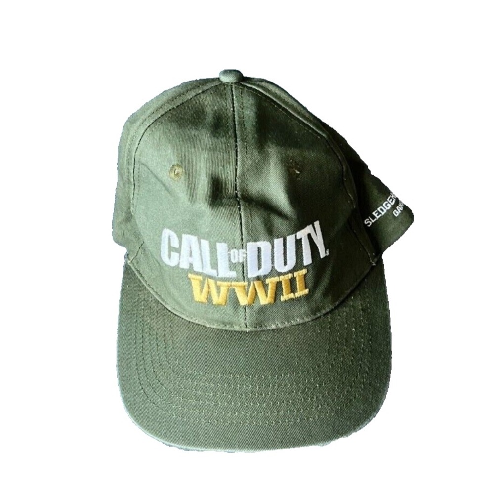 Call of Duty WW2 Hat Mens Snapback Cap‎ Video Game Promo One Size Green EUC